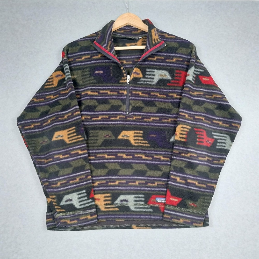 Vintage Patagonia Synchilla Mens Small Aztec Anatolia Thunderbird USA 90s
